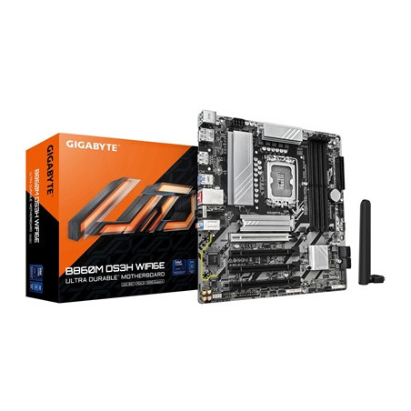 Gigabyte B860M DS3H WIFI6E Intel 1851 Socket Motherboard  Micro-ATX  4x DDR5 Slots  2x M.2 Sockets  1x USB-C Port  2.5GbE LAN  W