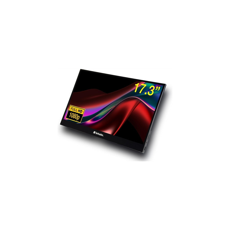 Verbatim PMT-17 Portable 17.3“ FHD Touchscreen Monitor ALU  1920 x 1080 Resolution  60Hz  Built-in Kickstand  Tilt: From 0 Up To
