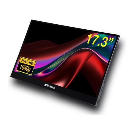 Verbatim PMT-17 Portable 17.3“ FHD Touchscreen Monitor ALU  1920 x 1080 Resolution  60Hz  Built-in Kickstand  Tilt: From 0 Up To