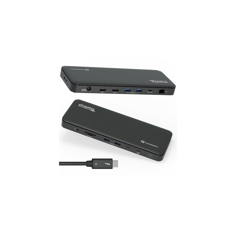 Plugable TBT4-UD5 ThunderBolt 4 Dual Monitor (2x 4K or 1x 8K) 96W USB-C PD Docking Station