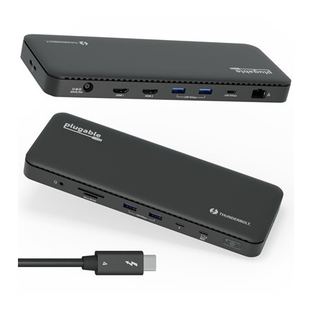 Plugable TBT4-UD5 ThunderBolt 4 Dual Monitor (2x 4K or 1x 8K) 96W USB-C PD Docking Station