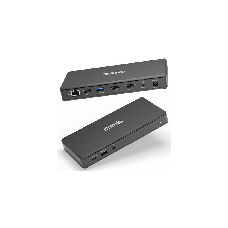 Plugable UD-MSTH2 USB-C Dual HDMI 4K 65W USB-C PD Driverless Docking Station
