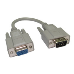 VGA Adapter Cable DB-9 (9-Pin Male) D-Sub Connection to a 15-pin Female High-Density VGA/SVGA Port  Gold Contacts  0.21m  Grey