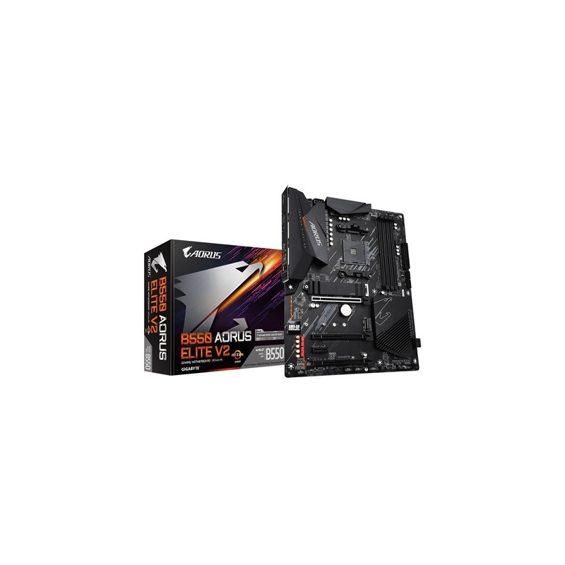 Gigabyte B550 AORUS ELITE V2 AMD AM4 Socket Motherboard  ATX  4x DDR4 Slots  2x M.2 Sockets  1x USB-C Port  Fitted I/O Shield  2