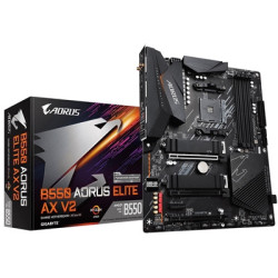 Gigabyte B550 AORUS ELITE AX V2 AMD AM4 Socket Motherboard  ATX  4x DDR4 Slots  2x M.2 Sockets  1x USB-C Port  Fitted I/O Shield