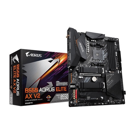 Gigabyte B550 AORUS ELITE AX V2 AMD AM4 Socket Motherboard  ATX  4x DDR4 Slots  2x M.2 Sockets  1x USB-C Port  Fitted I/O Shield