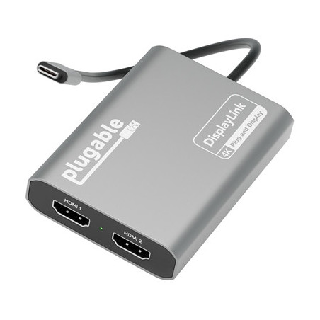 Plugable USBC-6950M Portable USB-C to Dual 4K DisplayLink Certified HDMI Adapter