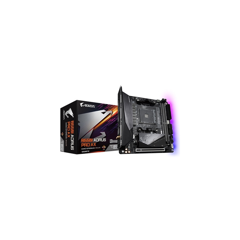 Gigabyte B550I AORUS PRO AX AMD AM4 Socket Motherboard  Mini-ITX  2x DDR4 Slots  2x M.2 Sockets  1x USB-C Port  Fitted I/O Shiel