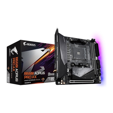Gigabyte B550I AORUS PRO AX AMD AM4 Socket Motherboard  Mini-ITX  2x DDR4 Slots  2x M.2 Sockets  1x USB-C Port  Fitted I/O Shiel