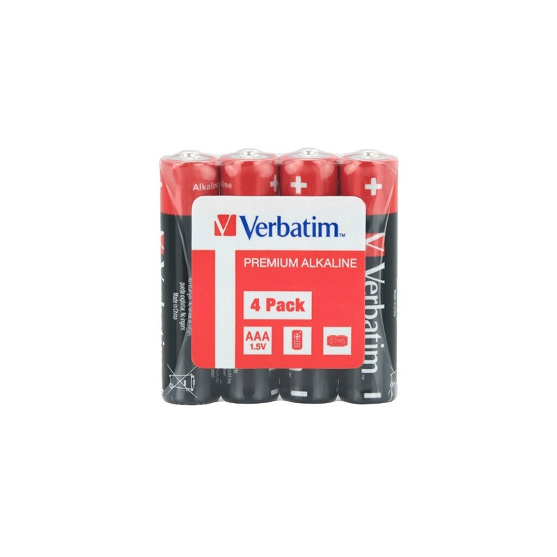 Verbatim AAA Battery Alkaline 4 Pack Shrink Wrap
