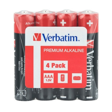 Verbatim AAA Battery Alkaline 4 Pack Shrink Wrap