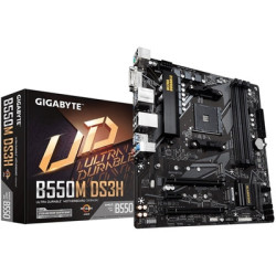 Gigabyte B550M DS3H Ultra Durable AMD AM4 Socket Motherboard  Micro-ATX  4x DDR4 Slots  2x M.2 Sockets  GbE LAN  1x DVI-D / 1x D
