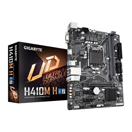 Gigabyte H410M H V2 Ultra Durable Intel 1200 Socket Motherboard  Micro-ATX  2x DDR4 Slots  1x M.2 Socket  GbE LAN  1x D-Sub / 1x