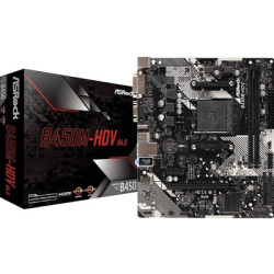 ASRock B450M-HDV R4.0 Super Alloy AMD AM4 Socket Motherboard  Micro-ATX  2x DDR4 Slots  1x M.2 Socket  GbE LAN  1x D-Sub / 1x DV
