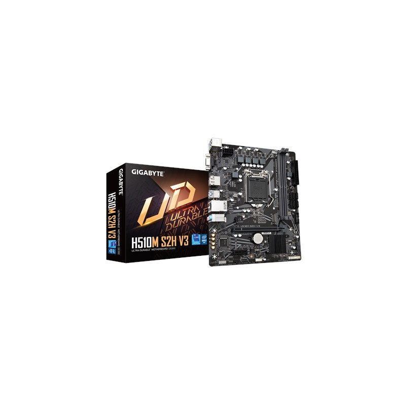 Gigabyte H510M S2H V3 Ultra Durable Intel 1200 Socket Motherboard  Micro-ATX  2x DDR4 Slots  1x M.2 Socket  GbE LAN  1x D-Sub / 