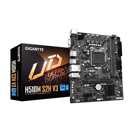 Gigabyte H510M S2H V3 Ultra Durable Intel 1200 Socket Motherboard  Micro-ATX  2x DDR4 Slots  1x M.2 Socket  GbE LAN  1x D-Sub / 