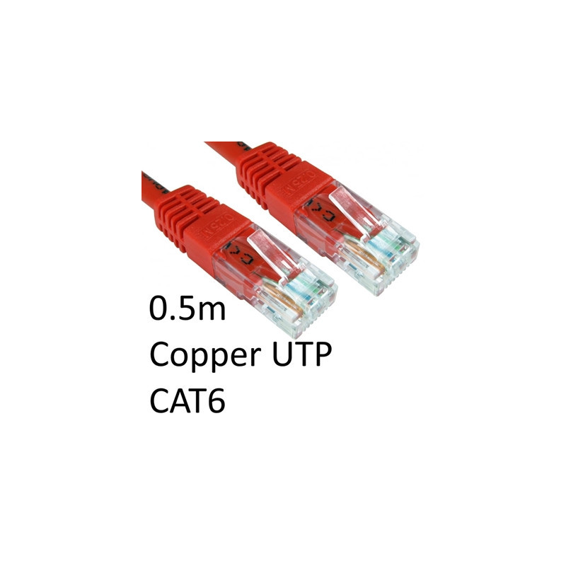 RJ45 (M) to RJ45 (M) CAT6 0.5m Red OEM Moulded Boot Copper UTP Network Cable