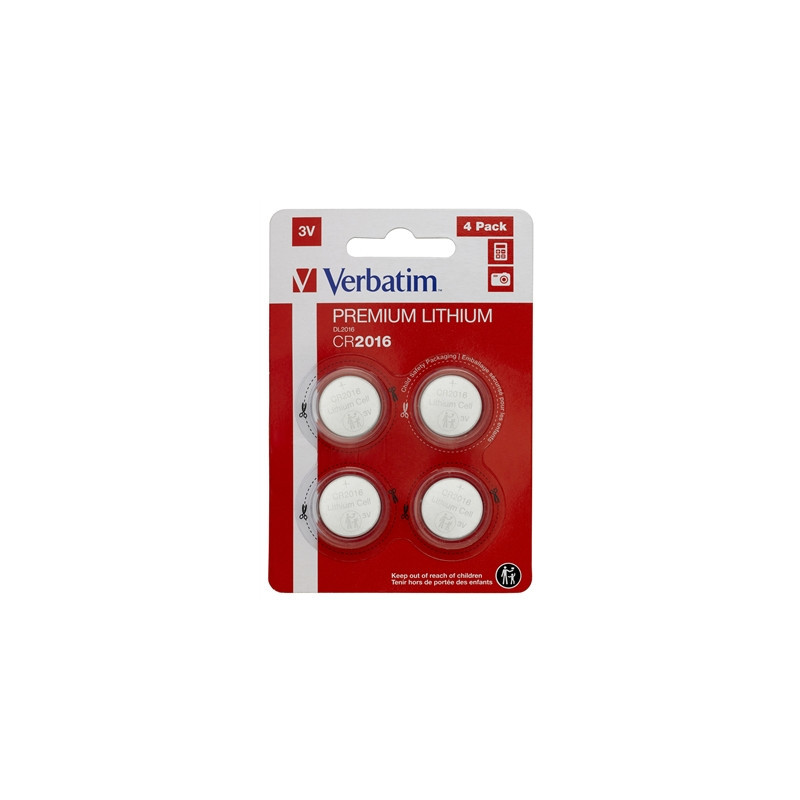 Verbatim CR2016 Battery Lithium 3V 4 Pack