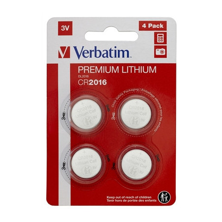 Verbatim CR2016 Battery Lithium 3V 4 Pack
