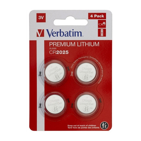 Verbatim CR2025 Battery Lithium 3V 4 Pack