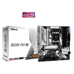 ASRock B650M Pro RS AMD AM5 Socket Motherboard  Micro-ATX  4x DDR5 Slots  3x M.2 Sockets  Fitted I/O Shield  2.5GbE LAN  1x Disp