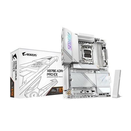Gigabyte X870E AORUS PRO ICE AMD AM5 Socket Motherboard  ATX  4x DDR5 Slots  4x M.2 Sockets  3x USB-C Port  Fitted I/O Shield  2