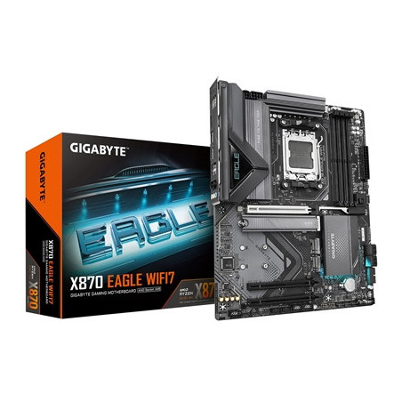 Gigabyte X870 EAGLE WIFI7 AMD AM5 Socket Motherboard  ATX  4x DDR5 Slots  3x M.2 Sockets  3x USB-C Port  Fitted I/O Shield  2.5G
